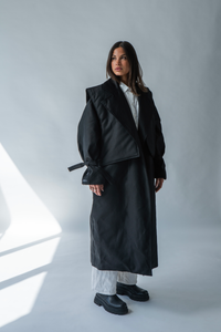 HAORI BLACK TRENCH COAT 3in1